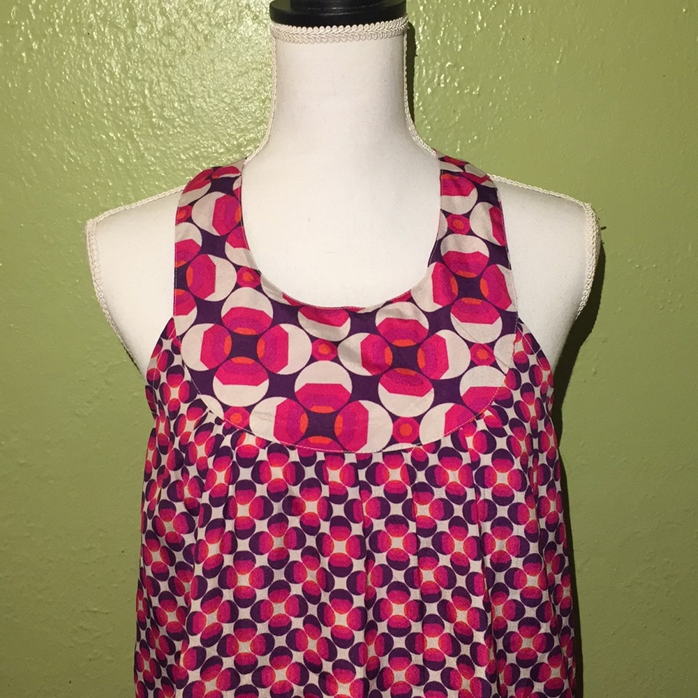 Geometric Floral Scoop Neck Sleeveless Blouse - Picture 4 of 7